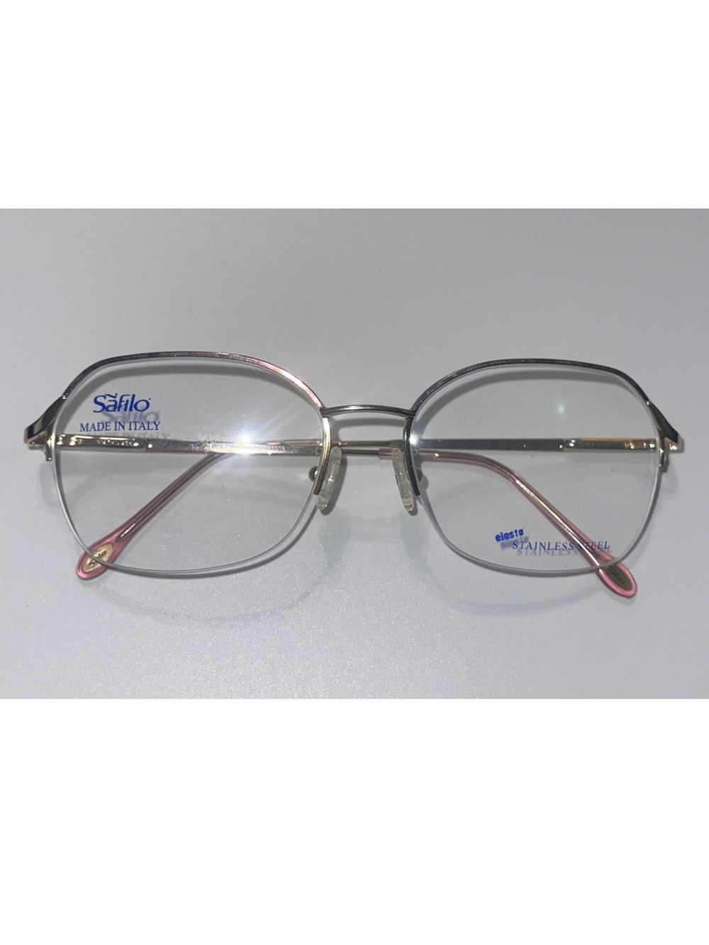 NWOT Safilo Women’s Gold Metal Frames with Pink Temple Tips 4799 Y79